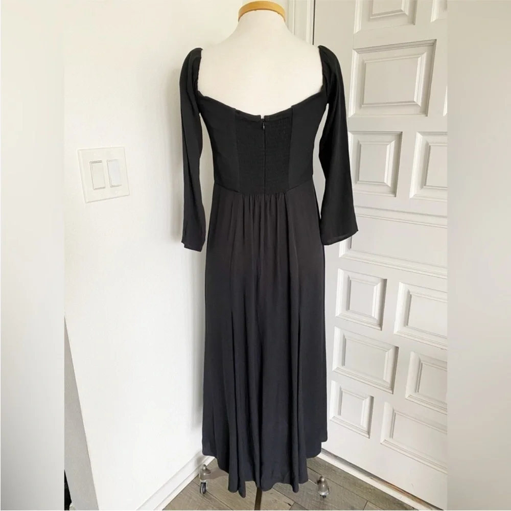 NWT Reformation Ballari Black Off The Shoulder Long Sleeve Maxi Dress Size 8